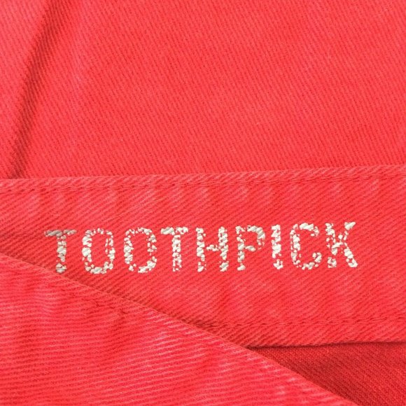 J. Crew Women Jeans Sz 25 Toothpick Ankle Red Orange Denim Skinny Stretch 28x27" - Picture 6 of 8